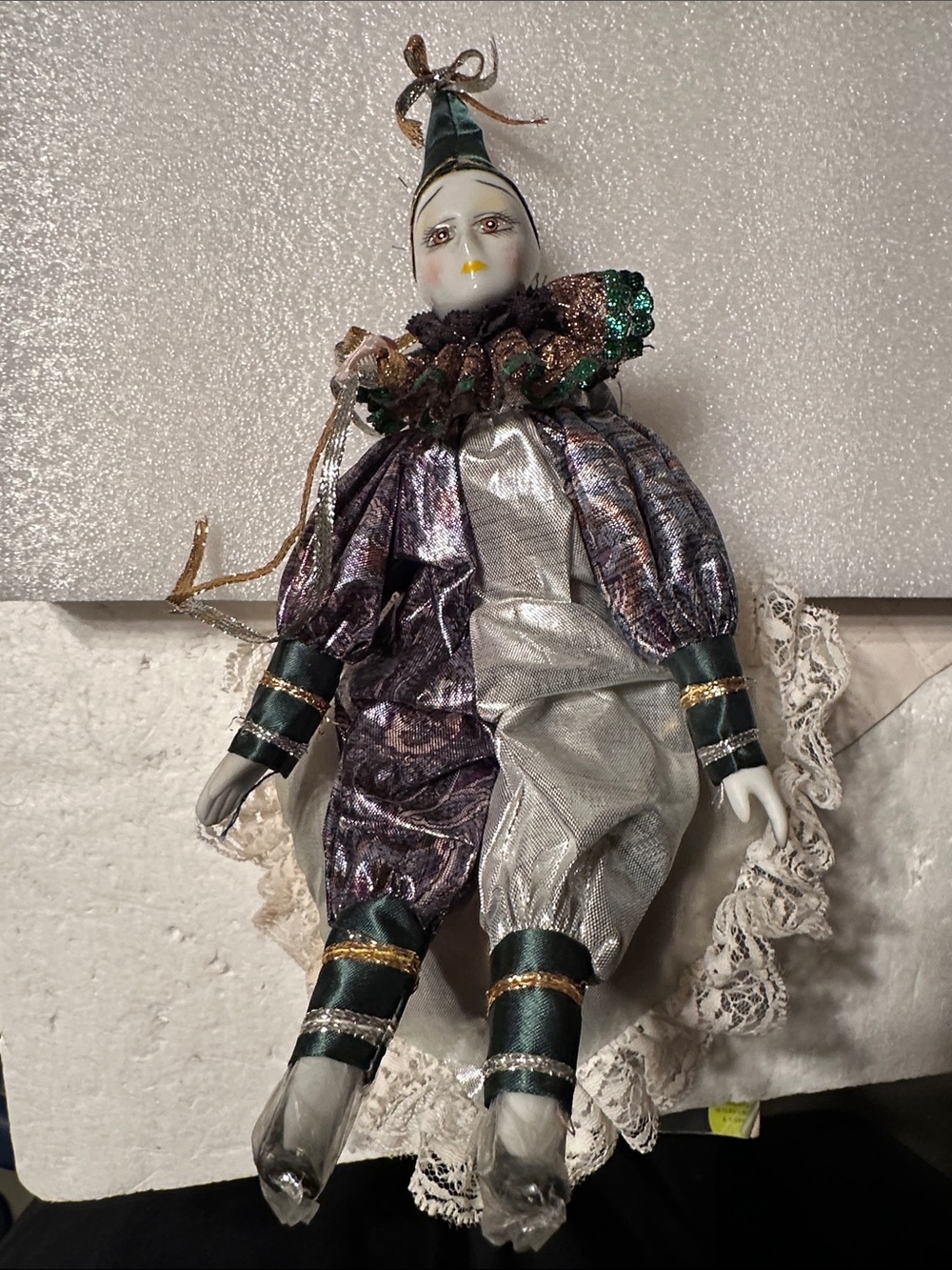 Vintage porcelain musical jester doll
